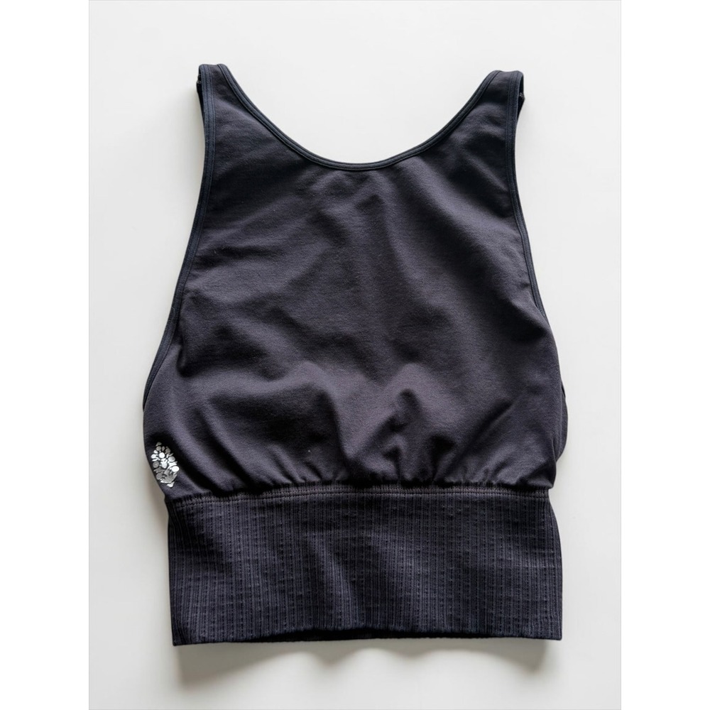 Free People FP Movement Happiness Runs Square Neck Crop Tank Charcoal Gray XS/S